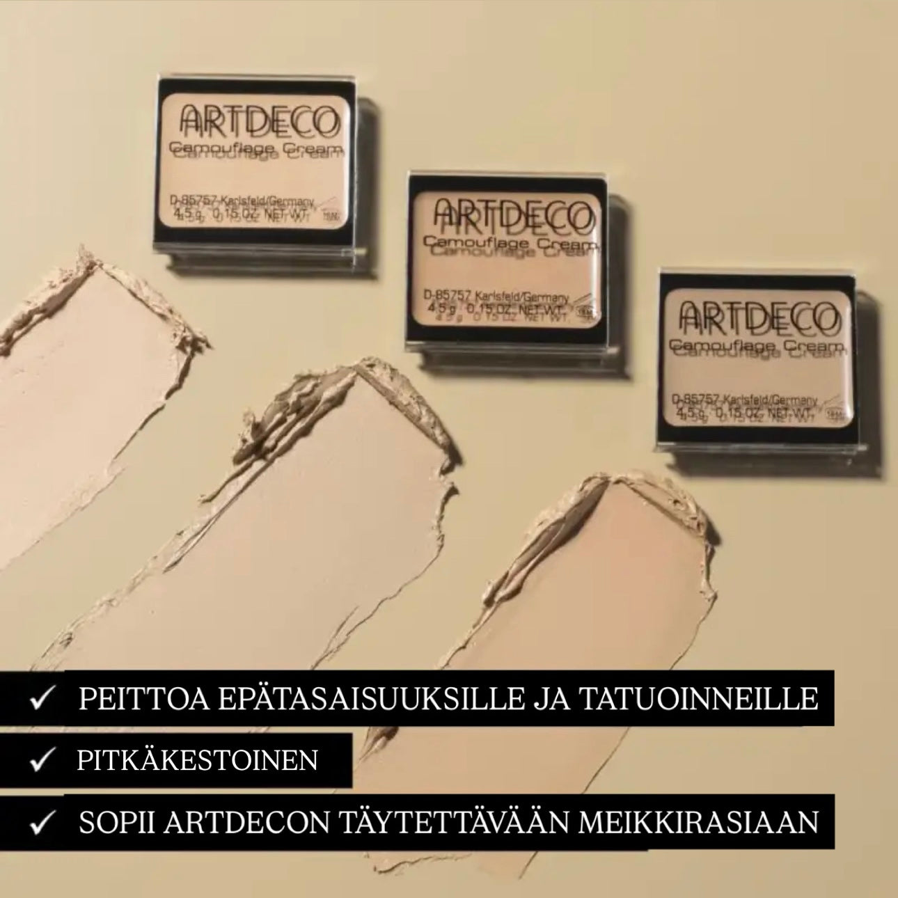 Täysin peittävä voidemainen meikki