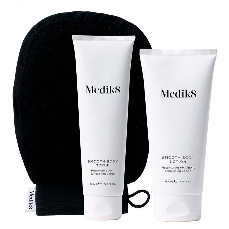 Tuotesetti vartalon ihon hoitoon ja kuorintaan