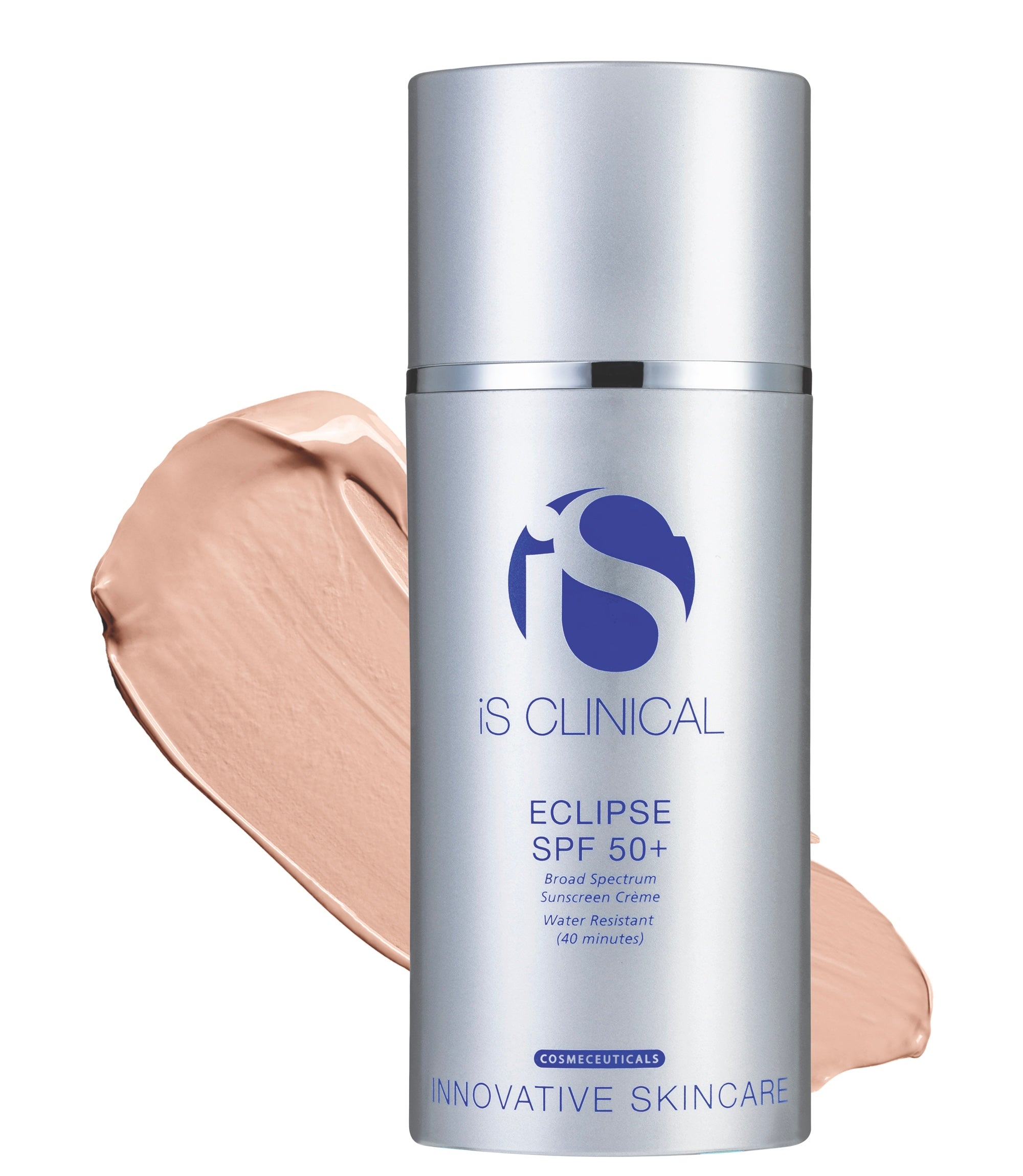 Sävytetty aurinkosuojavoide
korkealla suojakertoimella hopeanharmaassa pumppupullossa.